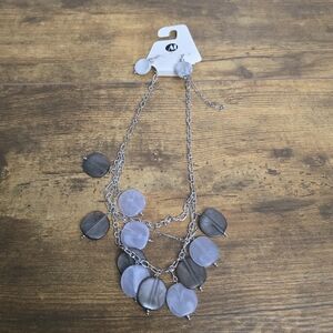 New A&I Grey Circle Layred Necklace And Earring Set